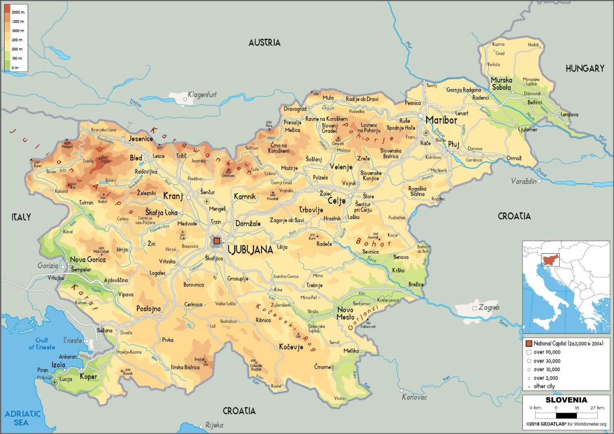 Mappa del territorio della Slovenia